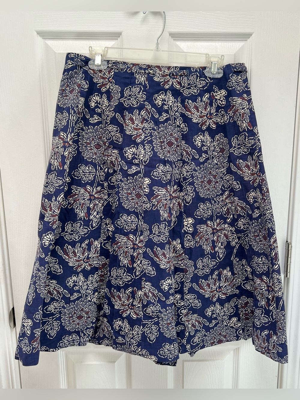 Vintage Tumbleweeds Cotton Skirt Navy Floral Batik Pattern A-Line Midi Size L